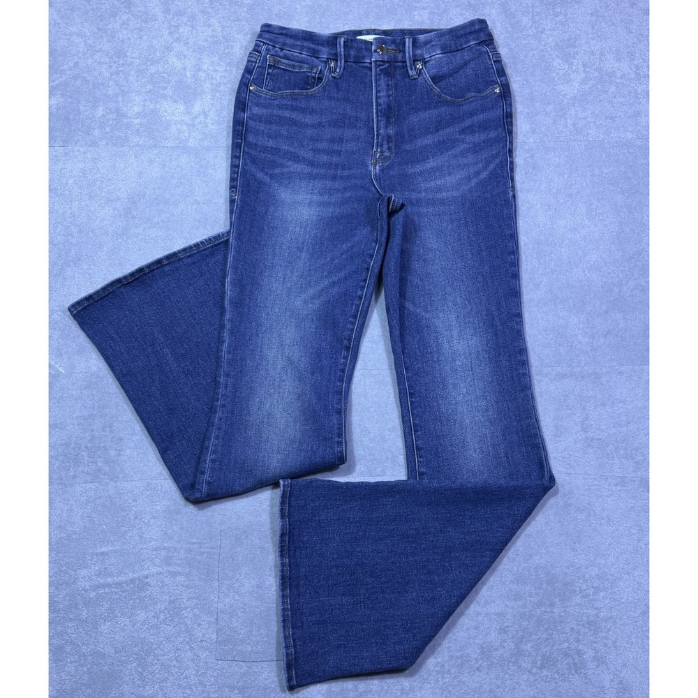 Good American Jeans Womens 10/30 (30x33) Highrise Slim Flared Stretch Hippie USA
